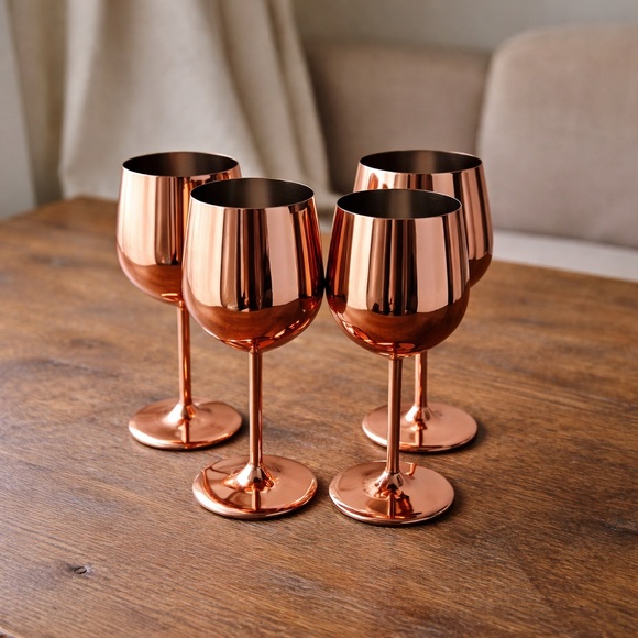 Other - Copper Stemmed Wine Glasses - Set of 4